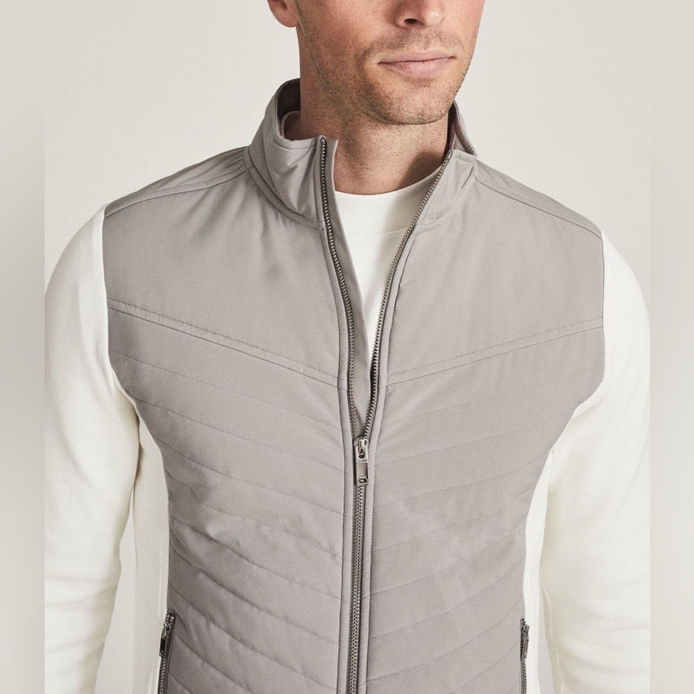 REISS Golf Formby Hybrid Performance Jacket Ecru Grey Size M - Picture 4 of 10